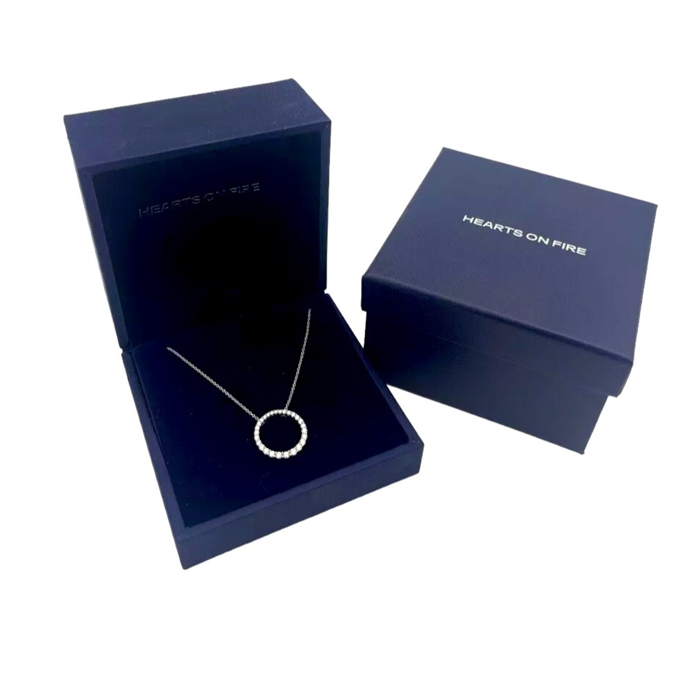 HEARTS ON FIRE 18k White Gold Chain, 1.05 CTW, Diamond Pendant Necklace, PERFECT